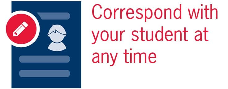 graphic says correspond with your student at any time