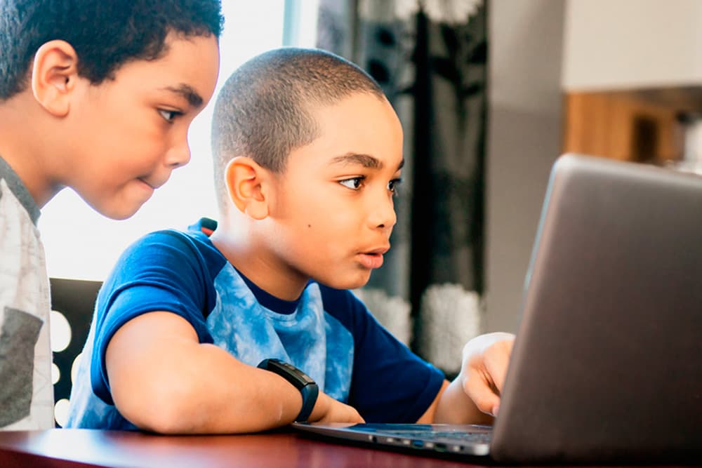Digital Learning Essentials - Two boys sitting at dining table with a laptop
