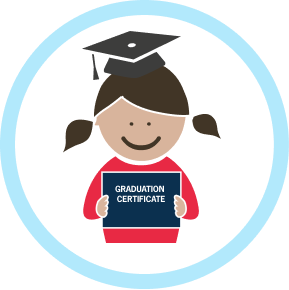 icon of graduate with graduation hat and certificate
