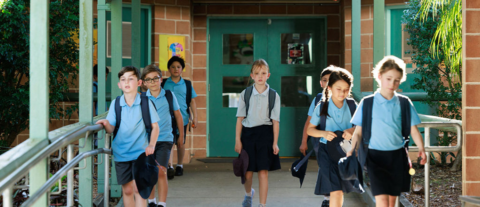 A group of kids in the school playground