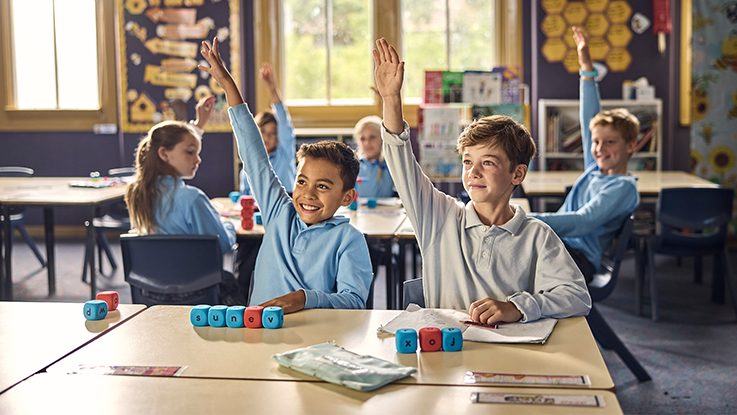 Students in a classroom participating in a learning activity.
