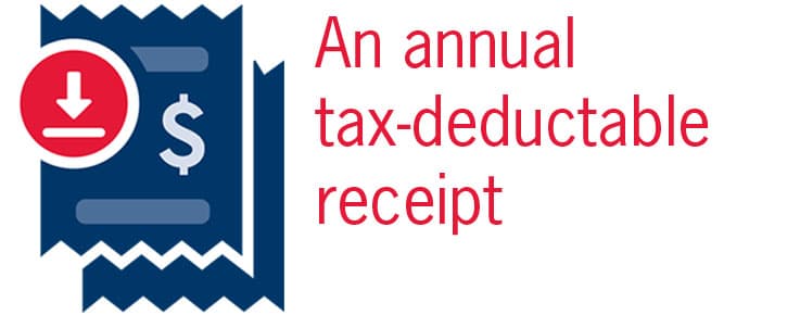graphic says an annual tax deductable reciept