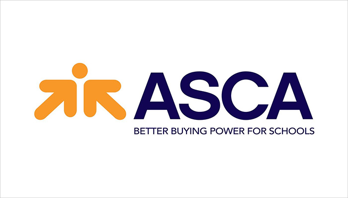 a logo of ASCA that says better buying power for schools