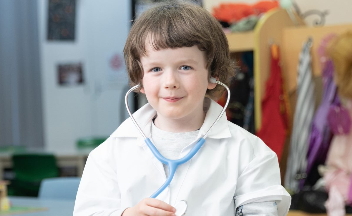 young boy dressed up as dr