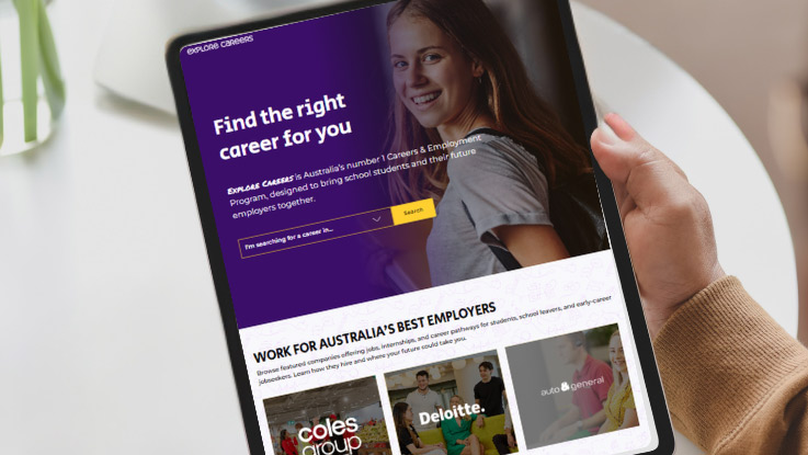 a tablet with a web browser open of exploring careers