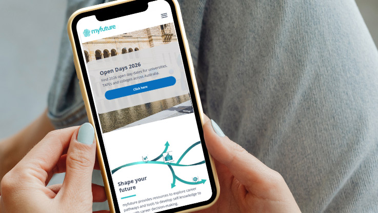 a smartphone viewing the my future website