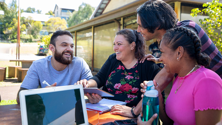 a group of friends studying together