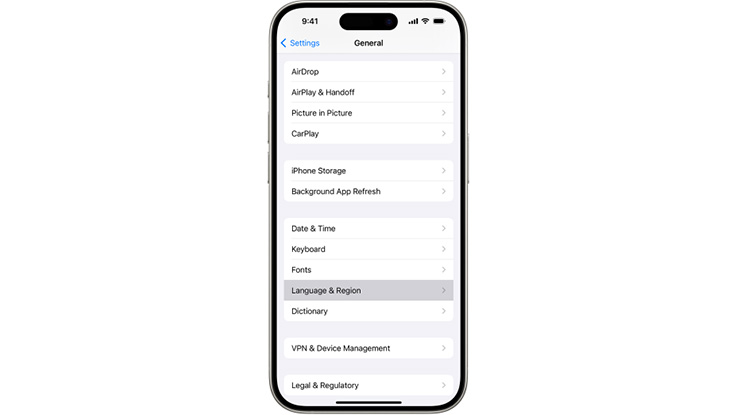 an iphone screenshot of the settings app open with a menu