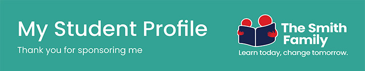 a teal banner that says my student profile thank you for sponsoring me