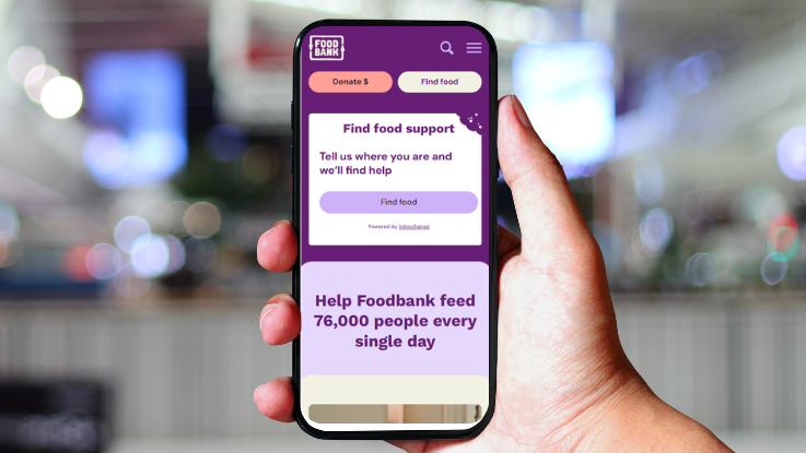 Foodbank website on phone screen