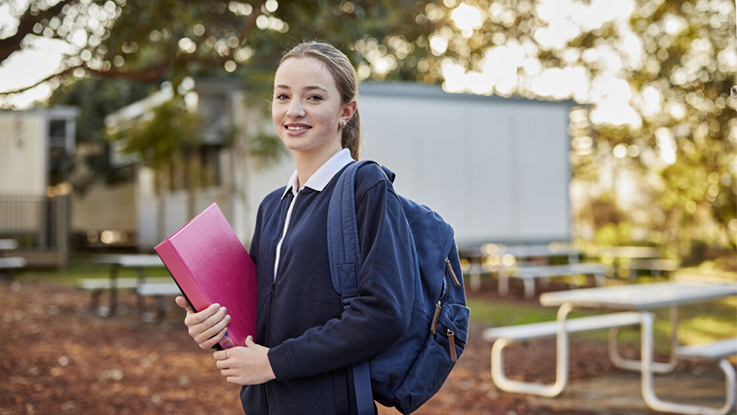 High school girl in school playground
