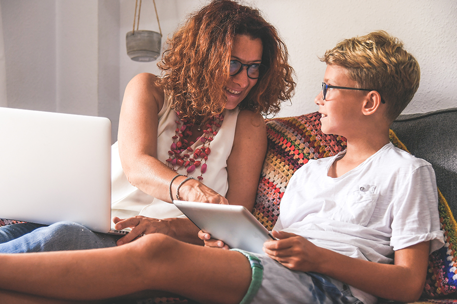 parent and child at computer