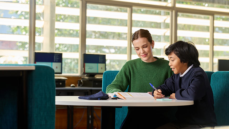 a learning for life coordinator with a student