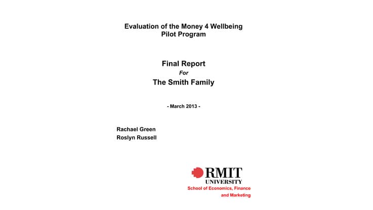 Evaluation of the Money for Wellbeing pilot program - 2013