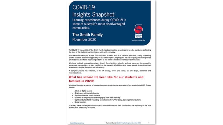 the-smith-family-covid-19- insights-snapshot-november-cover-page