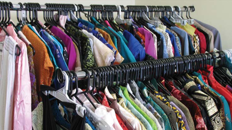 Shirts hanging on a rack