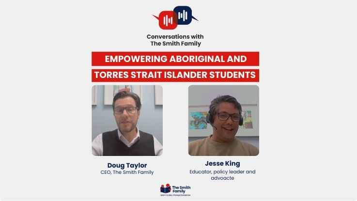 Jessie King and Doug Taylor in podcast promotion banner