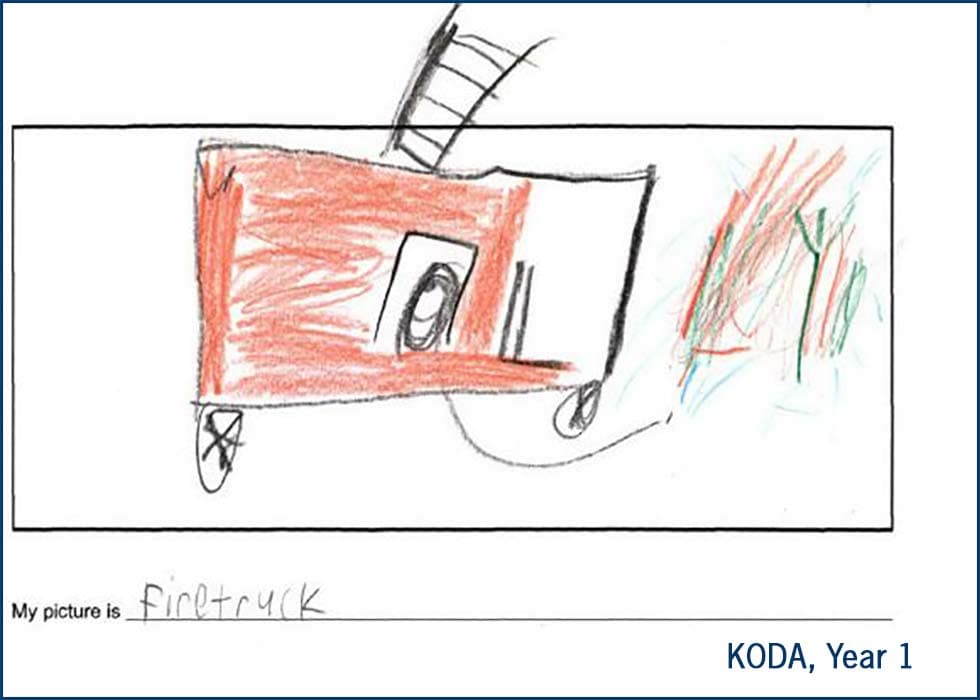 Koda drew a firetruck.