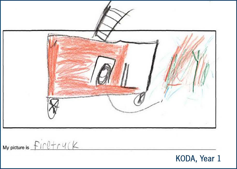 Koda drew a firetruck.