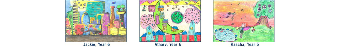 a selection of art created by students sponsored by the smith family