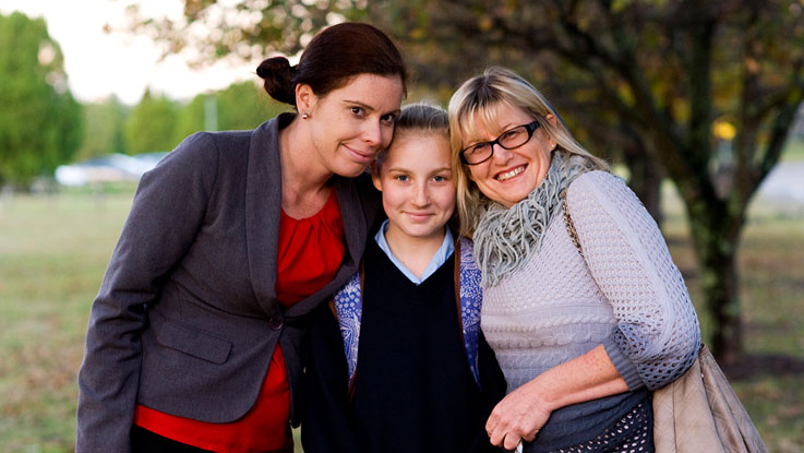 Melanie with Learning for Life Program Coordinator Kim and Melanie's mum Judy