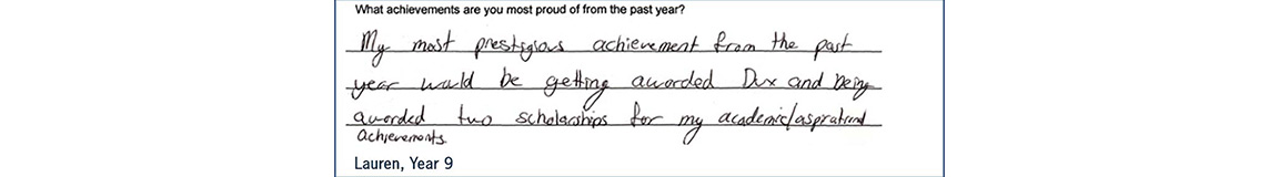 a note from a sponsored student from the smith family