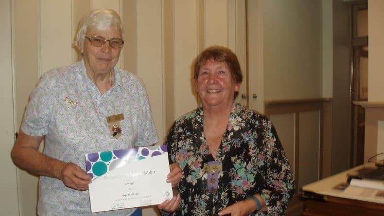 2023 Helen presents Lyn Ryan with Certificate of Appreciation